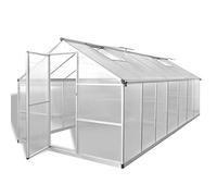 Basinlix Serre renforcée en aluminium avec surface de base de 10,53 m², plaques en polycarbonate à double paroi, fenêtre de toit et porte, idéale pour la culture des plantes, légumes, herbes, fleurs