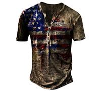 Basique T-Shirt Homme 3D Impression Manches Courtes/Manches Longues Sport Shirt Printemps Été Décontractées Chemise Slim Fit Patte Boutonnage Col Rond T-Shirt Stretch Course Shirt E-Brown 5XL