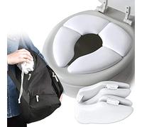 basisago Réducteur de toilette pour enfants, siège de toilette pliable pour bébé, coussin doux interchangeable, protection anti-éclaboussures, design ovale pour la maison et les voyages Blanc