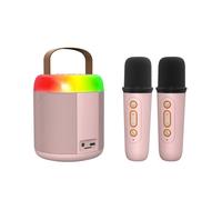 Basix Haut-Parleur Microphone Karaoké Microphone Intégré Maison Chant Karaoké Famille Sans Fil Bt Extérieur Portable Haut-Parleur.Pink-Y2Bouble.
