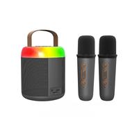 Basix Haut-Parleur Microphone Karaoké Microphone Intégré Maison Chant Karaoké Famille Sans Fil Bt Extérieur Portable Haut-Parleur.Black-Y2Bouble.