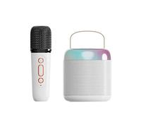 Basix Haut-Parleur Microphone Karaoké Microphone Intégré Maison Chant Karaoké Famille Sans Fil Bt Extérieur Portable Haut-Parleur.White-Y2Single.