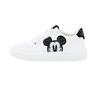 Basket à Lacets DESIGUAL Fancy Mickey Studs - Femme - Blanc/Noir - Effet usé Mickey Mouse - Plateforme 39