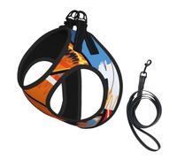Basket-Ball coloré Croquis Plaisir imprimé,Harnais pour Animaux de Compagnie, Harnais réfléchissant réglable pour Chien,S