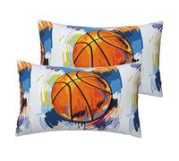 Basket-Ball coloré Croquis Plaisir imprimé,Housse de Coussin décorative en Polyester, Douce, 30 x 50 cm