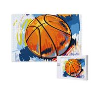 Basket-Ball coloré Croquis Plaisir imprimé,Puzzle Familial en Bois de 1 000 pièces pour Adultes et Adolescents, décoration d'intérieur
