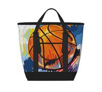 Basket-ball coloré croquis plaisir imprimé,Sacs à lunch isothermes de grande capacité pour femmes et hommes