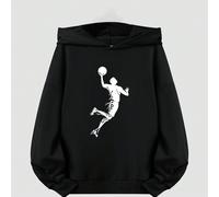 Basket-ball dribble portrait imprimé garçons courbe surdimensionné sweat à capuche tout-match version ample style collège de rue automne et hiver nouveau sweat-shirt sweat-shirt Sweat à capuche fille