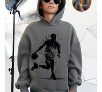 Basket-ball dribble portrait imprimé garçons courbe surdimensionné sweat à capuche tout-match version ample style collège de rue automne et hiver nouveau sweat-shirt sweat-shirt Sweat à capuche fille