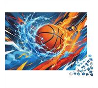 Basket-Ball Eau Feu Puzzle, 1000 Pièces Jeu Intérieur Adulte | 38x26cm Carton, Exercice Mental, Assemblage Précis, Amateurs De Puzzles, Réduction Du Stress