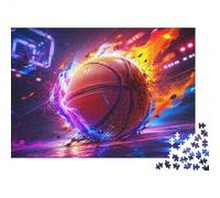 Basket Ball Feu Terrain Puzzle, 1000 Pièces Jeu Intérieur Adulte | 52x38cm Carton, Exercice Mental, Ajustement Précis, Amateurs D'art, Réduction Du Stress