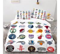 Basket-Ball Housse de Couette 140x200cm, Impression Numérique 3D Parure de Lit pour Enfants 100% Microfibre avec 1 Taie d'oreiller 65x65c