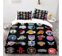 Basket-Ball Housse de Couette 140x200cm, Impression Numérique 3D Parure de Lit pour Enfants 100% Microfibre avec 1 Taie d'oreiller 65x65c