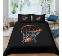 Basket-ball Housse De Couette，Convient Pour Enfants Filles Adultes，Confortable Et Facile À Entretenir Basket-ball Sports Parure，3 Pièces Microfibre Duvet Cover，aie D'oreiller Drap roi（220x240cm）