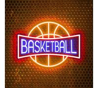 Basket-ball néon dimmable Led décoration murale USB powered sports néon pour salle de jeux bar de sport chambre homme grotte dortoir décoration fête d’enfants cadeau d’anniversaire 13.78 "*10.24"