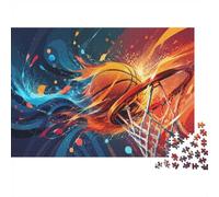 Basket Ball Panier Feu 1000 Pièces Mini Puzzle pour Adultes Jeu De Défi | 38x26cm Papier Amateurs De Puzzle Entraînement Cérébral Puzzle Assemblage Surface Lisse Décor De Salon
