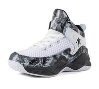 Basket-Ball Sneaker pour Garçons Filles Chaussures De Tennis Respirantes Légères Chaussures De Formation en Plein Air,Blanc,36 EU