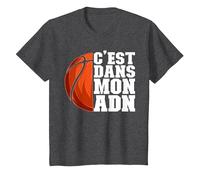 Basket Basketball C'est dans Mon Adn Drôle T-Shirt, Enfant, Chiné Foncé, 12 Ans