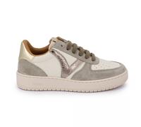 Victoria Basket Basse Madrid Effet Cuir & Pièces en Croûte De Cuir & Métallisées en Contraste 1258222 pour Femme Kaki 37