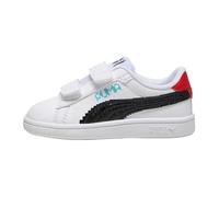 Basket Basse à Scratch Puma Juniors Smash 3.0 L Play - Puma Blanc Noir Aqua Rouge 22