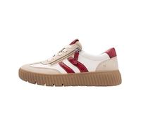 Basket Basse Cuir - TAMARIS - Comfort - Beige Rouge - Lacets - Femme 37