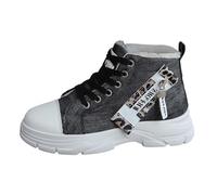 Basket Bottine Femme Plate Chic et Élégant Bottines Femme en Jean Confort Chic Boots Fourrées Sport Décontracté Bottines à Lacets Botte Chaussure Montante Confortable Chaussures Bottes Automne Hiver