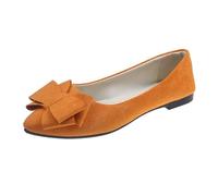 Basket Compensee Femme Basket Femme Confortable Women's Flat Shoes Spring Summer and Autumn Lightweight Suede Pointed Shallow Mouth Soft Bottom Bow Single Shoes Daily Dating Commuting Orange 38