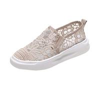 Basket Confort Femme Pied Basket Femme Compensé éponge Fashion Fisherman Spring and Casual Shoes Flat Summer Chaussures décontractées pour Femmes Chaussure Femme CompenséE AntidéRapant (Beige, 38)