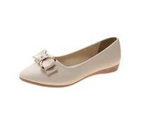 Basket de securite Femme Basket Compensee Femme Women's Comfortable Flat Shoes Spring Summer and Autumn Large Size Single Shoes Flat Heel Light Soft Sole Work Shallow Mouth Casual Beige 35