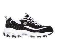 Skechers Femme D'lites Biggest Fan Baskets, Black Trubuck White Mesh Silver Trim, 39 EU