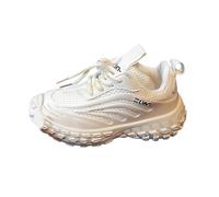 Basket Enfant Fille 4-14 Ans Fluorescence Ete Chaussure Ado Fille Montante Scratch Sport Running Pas Cher Mode Mesh Doux Confortable Respirant Fille Caoutchouc Sneakers (32 EU, Beige)