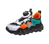 Basket Enfant Fille,Boys Spring Summer and Autumn Mesh Breathable Rotating Buckle Adjustable Shoelaces Medium and Large Children's Casual Sports Shoes Chaussette Chaude Enfant(Orange,28 Little Child)