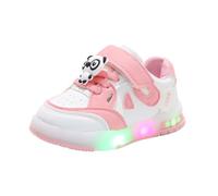Basket Enfant Fille LED Lumineuse 0-6 Ans Chaussure Fille Montante Scratch Sport Running Pas Cher Mode Mesh Panda Mignon Confortable Sneakers Fille Caoutchouc (27 EU, E-Rose)