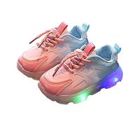Basket Enfant Fille Montante Scratch LED Lumineuse Basket Garçon Sport Running Pas Cher Mode Mesh Automne Chaussure Adolescent Hiver Sneakers Fille Caoutchouc Printemps (26 EU, Rose-4)