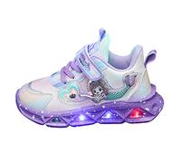 Basket Enfant Fille Montante Scratch LED Lumineuse Basket Garçon Sport Running Pas Cher Mode Mesh Automne Chaussure Adolescent Hiver Sneakers Fille Caoutchouc Printemps (27 EU, Violet)