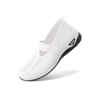 Basket Femme Chaussures Orthopédiques Legere sans Lacets Basquette Sandales Été Confort Chic Running Chaussure Confortable Ete Mode Et Sport pour Femmes Toile De Marche Ballerine Scholl,Z0-White,42