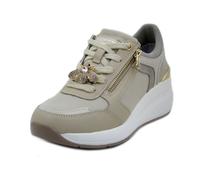 Basket Femme compensé - LUMBERJACK - Cuir et textile - Beige - Lacets et zip 38