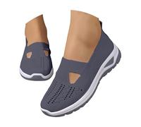 basket femme compensées Chaussure Orthopédique Femme Pas Cher Baskets sans Laçage pour Femmes Chaussures De Marche À Plateforme Légères Et Confortables Amortissement Accru Baskets Gris foncé 42