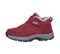Basket Femme Sans Lacets Legere Chaussure de Sport Couple Modèles Femmes D'Âge Moyen Et Âgés Haut Plus Velours Épaississant Antidérapant Chaussures Baskets Femmes Baskets de Running Course (Red,40)