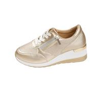 Basket Femme Sport Chaussure Femme Printemps, Chaussures De Sport Décontractées À Plateforme Semelle Épaisse Design Moderne Lacets Douces et Confortables Sneakers Jogging Or 37