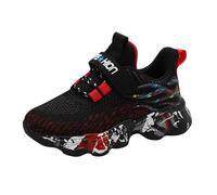 Basket Garcon Chaussure Enfant garçon en Bas âge, athlétiques Garçons Filles Léger Mode Respire Chaussures Décontractées de Confortable Sneakers Antidérapantes Taille 29-38 (Red, 35.5 Big Kids)