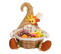 Basket Harvest - Figurine de porte-bonbons à feuilles d'érable de Thanksgiving | Décoration de bureau festival d'automne, panier de fruits épouvantail pour fournitures pour la maison et les