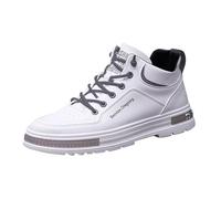 Basket Homme Chaussures de décontractées pour Hommes en Cuir véritable avec Lacets et Semelle Confortable pour Un Style Moderne et élégant Quotidien (White, 44)