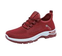 Basket Legere Femme Basket Sport Femme Women's Mesh Casual Shoes Spring Summer and Autumn Fly Woven Breathable Casual Shoes Lightweight Mesh Walking Course Running Baskets (Red,39)