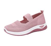 Basket Legere Femme Chaussures de Course Légères Baskets D'Été en Tissu Rayé pour Femmes,Chaussures Orthopédiques Confortables Et Décontractées Légère Minceur Sport Sneakers (Pink,41)
