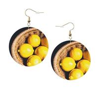 Basket Lemons Boucles d'oreilles rondes en cuir pour femme, taille unique, Simili cuir