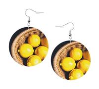 Basket Lemons Boucles d'oreilles rondes en cuir pour femme, taille unique, Simili cuir