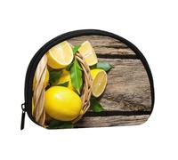 Basket Lemons Mini porte-monnaie en forme de coquillage - Portefeuille compact zippé pour pièces de monnaie, clés et petits objets