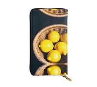 Basket Lemons Portefeuille long en cuir imprimé - Portefeuille personnalisé à la mode, plusieurs emplacements pour cartes, prêt à offrir, noir, One Size