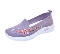 Basket Orthopedique Femme Chaussures de Sports Outdoor Chaussures de Sport Antidérapantes Confortables Et Respirantes pour Femmes,Broderies,Tissage Mouches,Printemps Et Automne Baskets Femmes Course